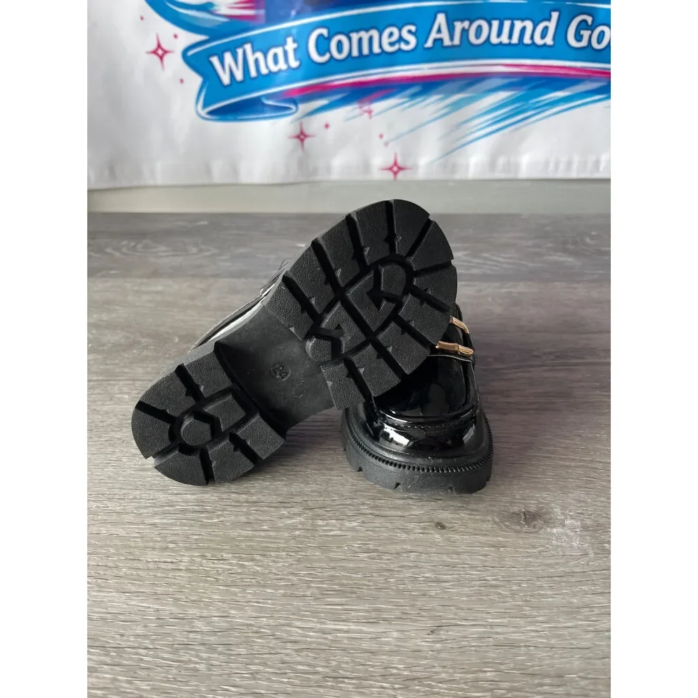 Black Loafers With Gold Chain (Size 8 Children's)